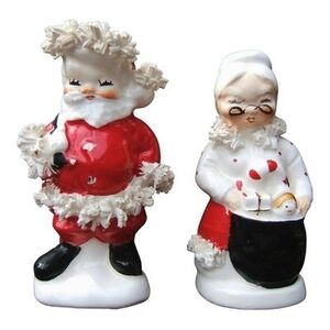 Napco Japan Porcelain Mr Mrs Claus Spaghetti Christmas Salt Pepper Shakers VNTG